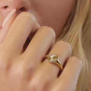 18K Gold Plated Sunburst Ring | Stainless Steel